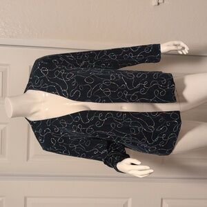 Ronnie Nicole II by Ouida Navy Blue Swirl Sequins Vintage Top